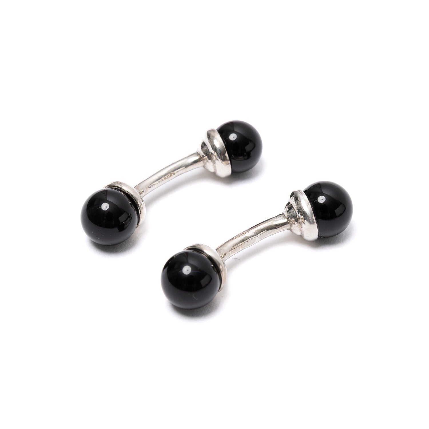 Manschettenknopf "Onyx Ball" aus Sterling Silber - reine Handarbeit